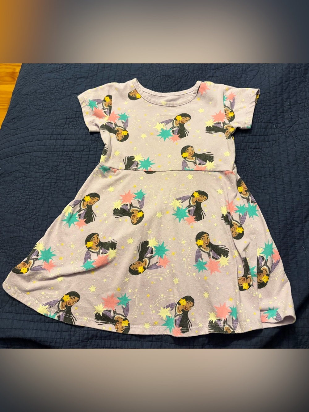 Girls' Lavender Graphic Wish Print Twirl Dress